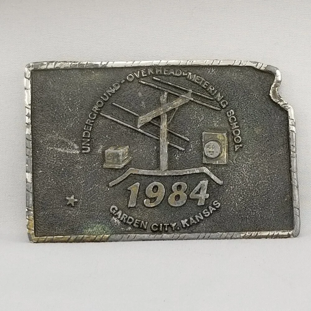 Belt Buckle 1984 Underground Overhead Metering School Garden City Kansas Wheatla